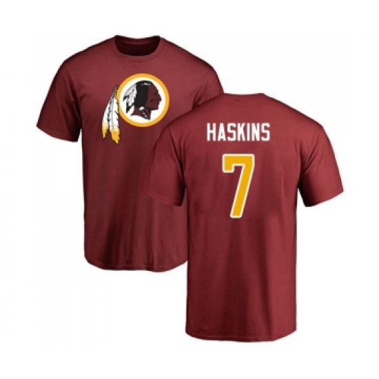 Football Washington Redskins #7 Dwayne Haskins Maroon Name & Number Logo T-Shirt - Jersey
