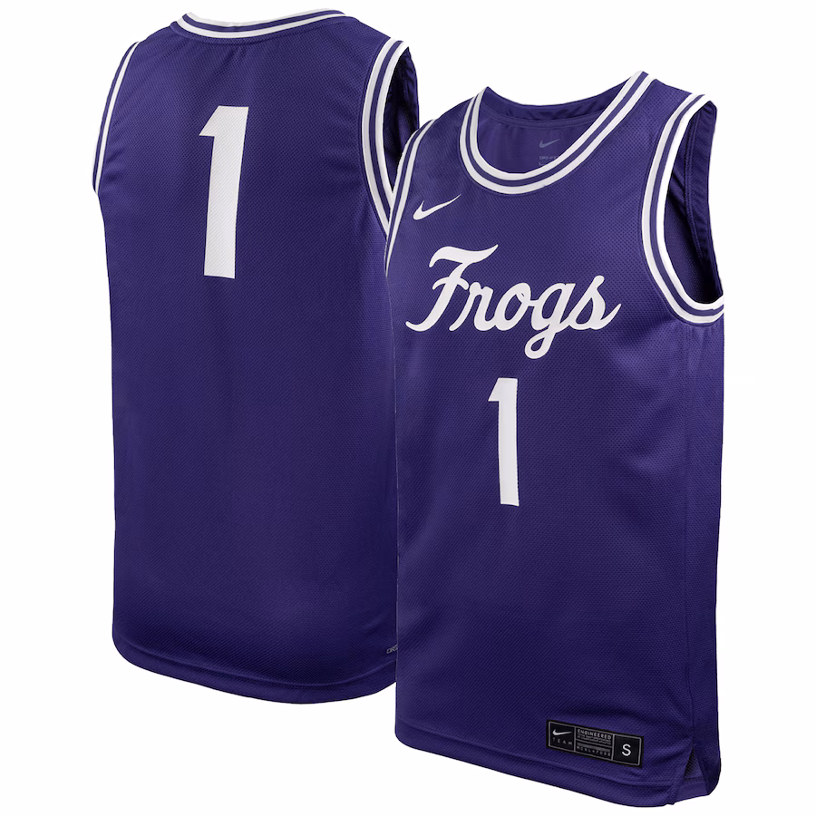 Men's Nike #1 Purple TCU Horned Frogs Team Replica Basketball Jersey - Jersey