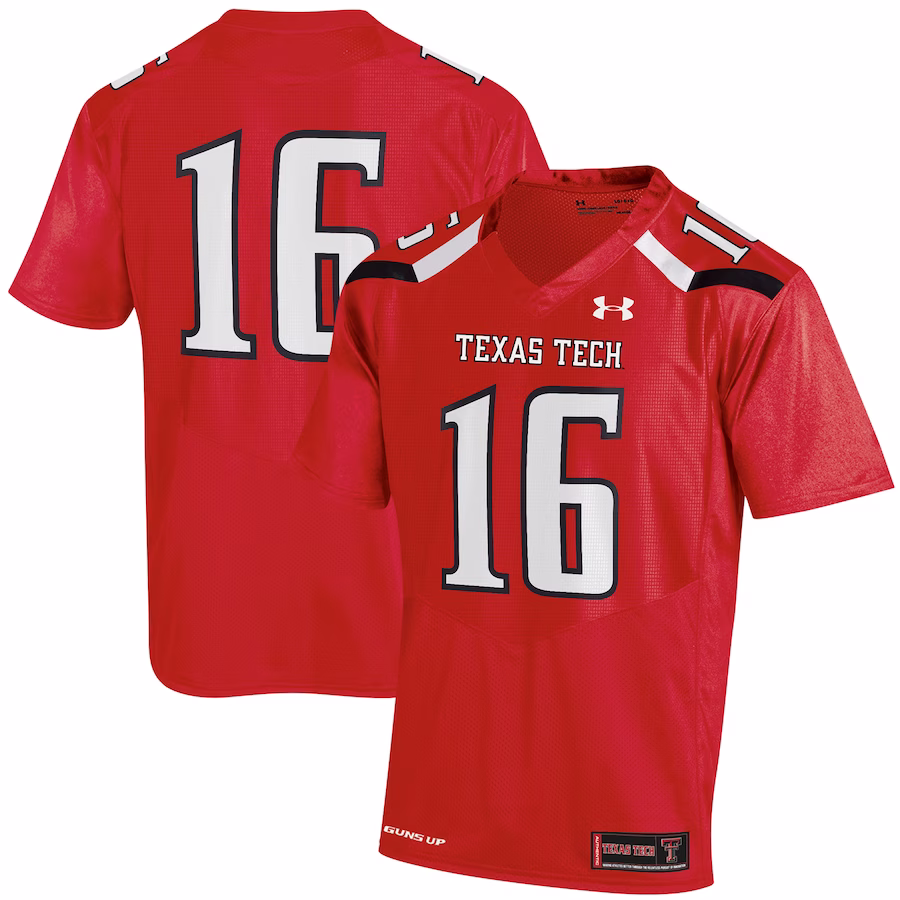 #16 Texas Tech Red Raiders Under Armour Replica Jersey - Red - Jersey