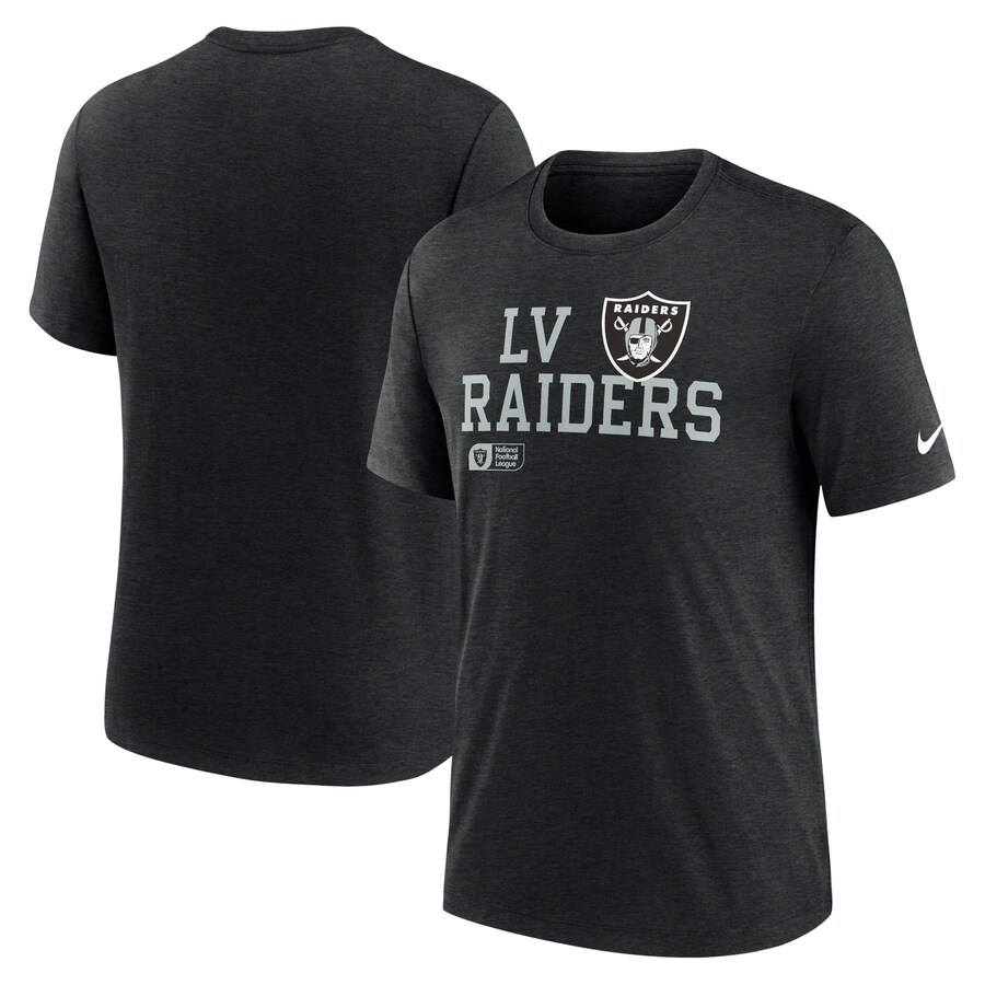 Men's Las Vegas Raiders Nike Black Overlap Lockup Tri-Blend T-Shirt - Jersey