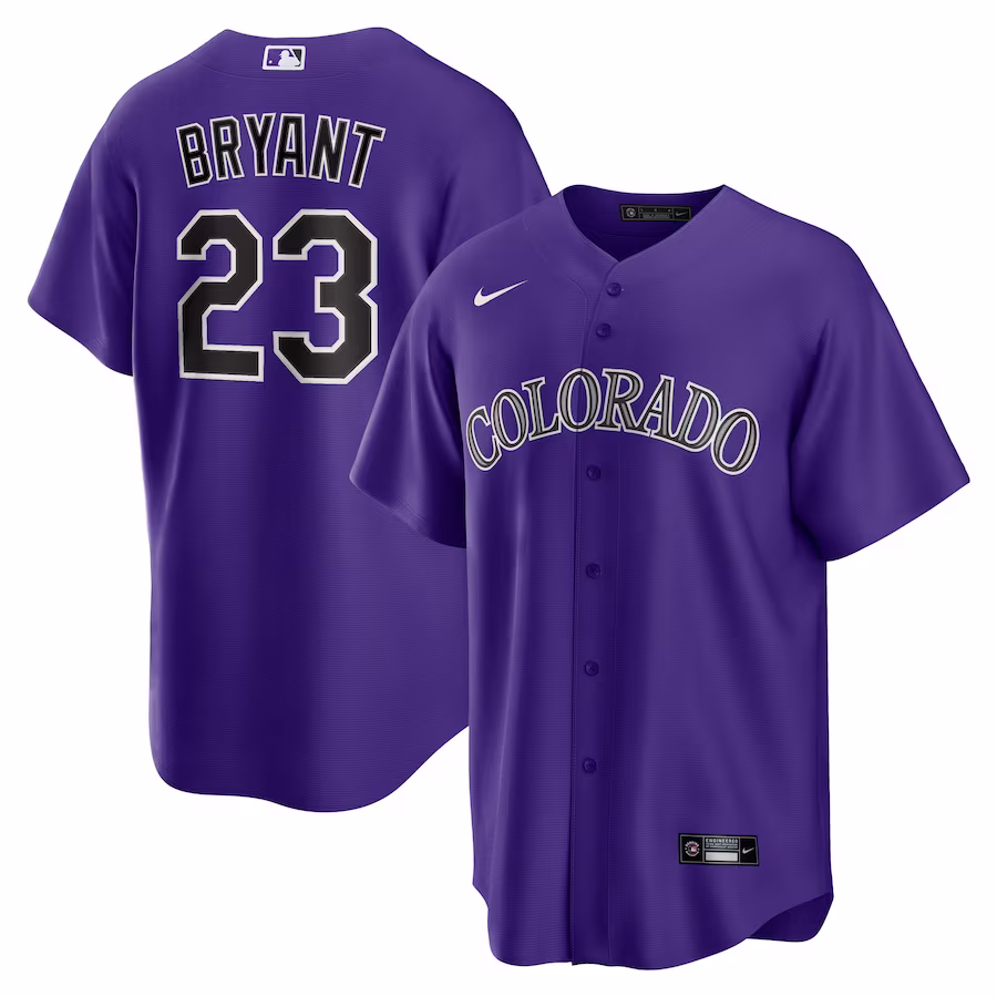 Men's Colorado Rockies Kris Bryant Nike Purple Alternate Replica Player Jersey - Jersey