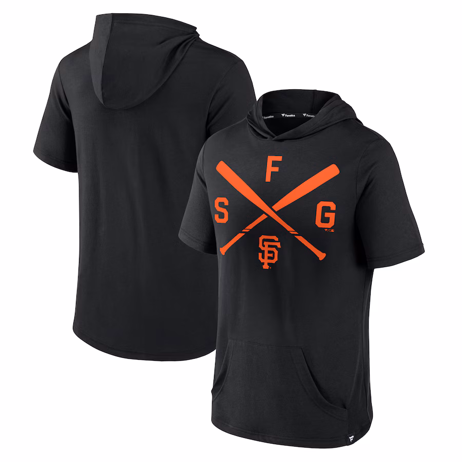Men's San Francisco Giants Fanatics Black Iconic Rebel Short Sleeve Hooded Top - Jersey