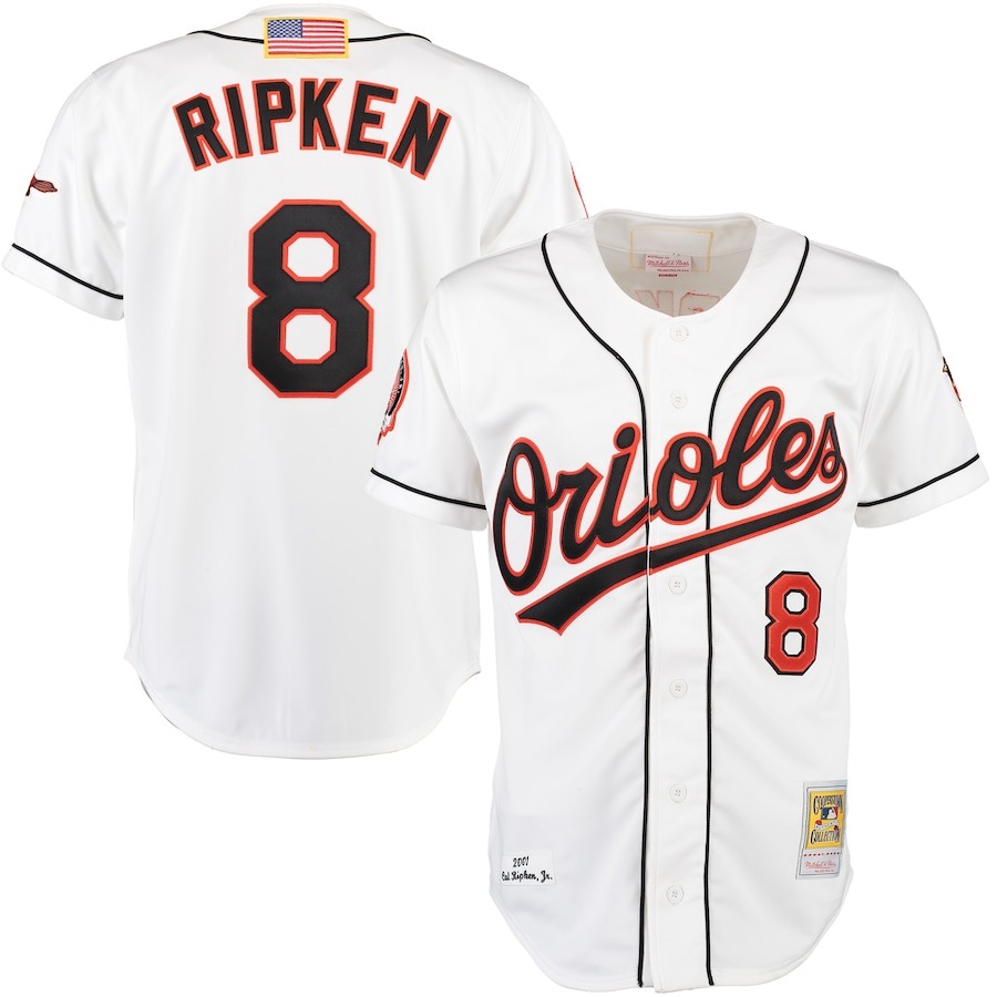 Men's Baltimore Orioles Cal Ripken Mitchell & Ness White Home Authentic Jersey - Jersey