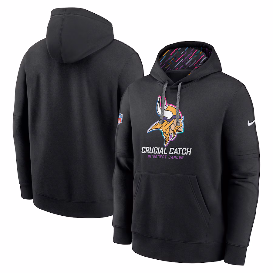 Men's Minnesota Vikings Nike Black 2024 NFL Crucial Catch Club Pullover Hoodie - Jersey