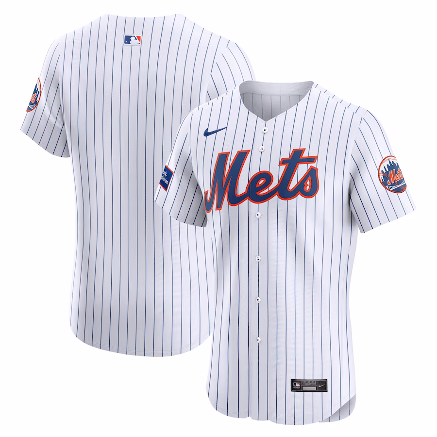 Men's New York Mets Nike White Home Elite Patch Jersey - Jersey
