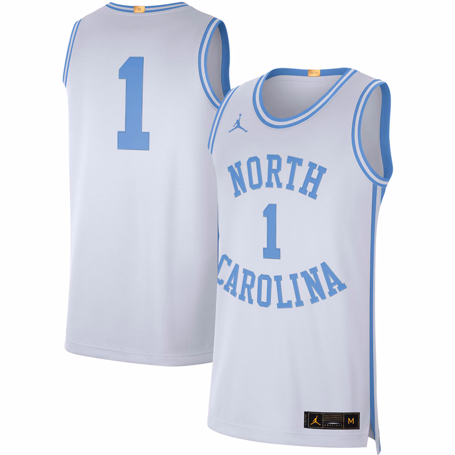 Men's Jordan Brand #1 White North Carolina Tar Heels Retro Limited Jersey - Jersey