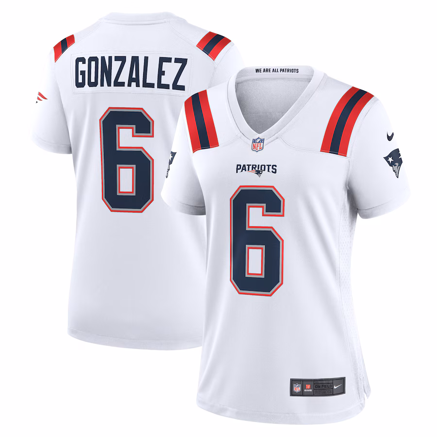 Women's New England Patriots Christian Gonzalez Nike  White  Game Jersey - Jersey