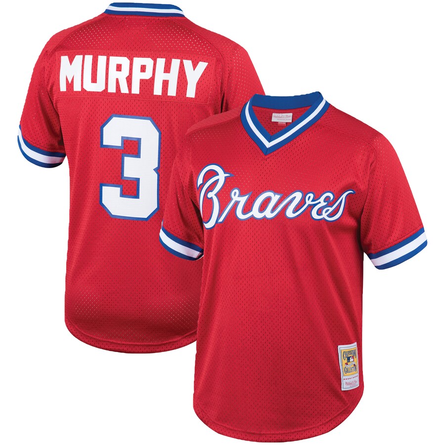 Men's Atlanta Braves Dale Murphy Mitchell & Ness Red Cooperstown Collection Big & Tall Mesh Batting Practice Jersey - Jersey