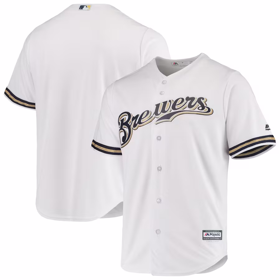 Men's Milwaukee Brewers Majestic White Team Official Jersey - Jersey