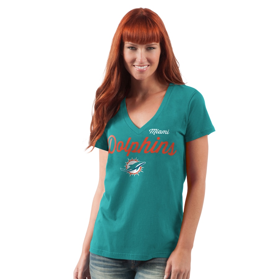 Women's Miami Dolphins G-III 4Her by Carl Banks Aqua Post Season V-Neck T-Shirt - Jersey