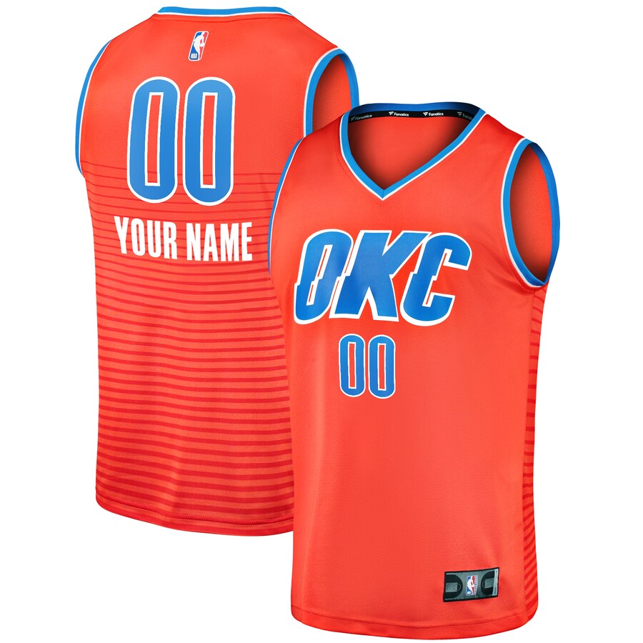 Men's Oklahoma City Thunder  Fanatics Orange  Fast Break Custom Replica Jersey - Statement Edition - Jersey