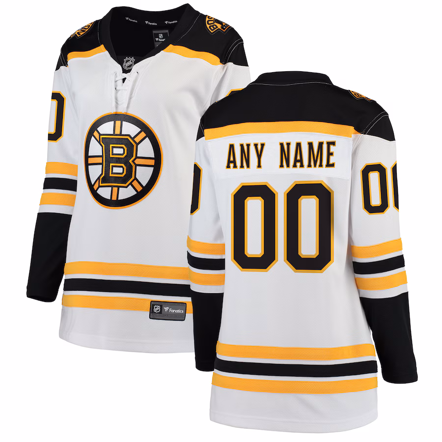 Women's Boston Bruins Fanatics White Away Breakaway Custom Jersey - Jersey