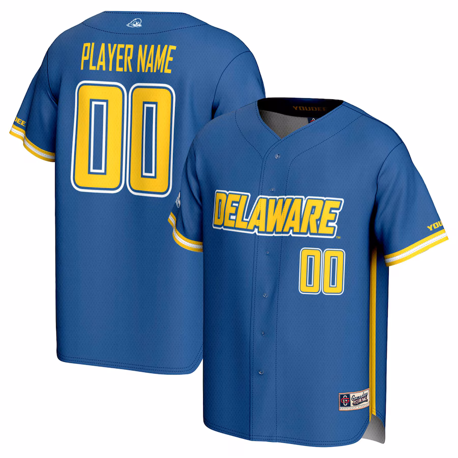 Delaware Fightin' Blue Hens GameDay Greats Youth NIL Pick-A-Player Baseball Lightweight Jersey - Royal - Jersey