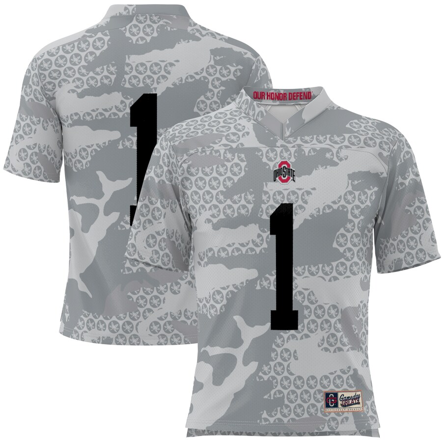 Men's GameDay Greats #1 Gray Ohio State Buckeyes Camo Football Jersey - Jersey