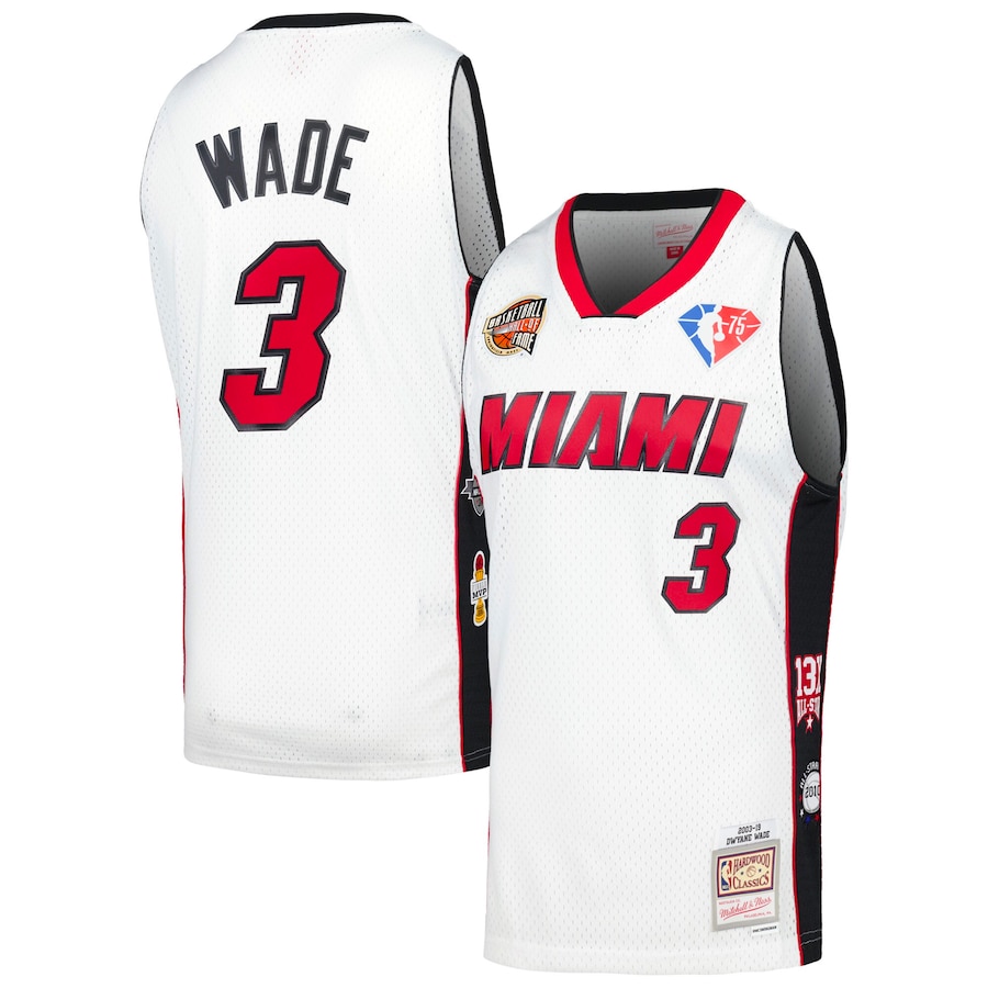Unisex Miami Heat Dwyane Wade Mitchell & Ness White Hall of Fame Class of 2023 Throwback Swingman Jersey - Jersey