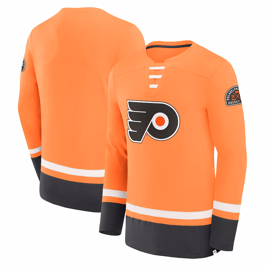 Men's Philadelphia Flyers Fanatics Orange Vintage High Point Long Sleeve T-Shirt - Jersey