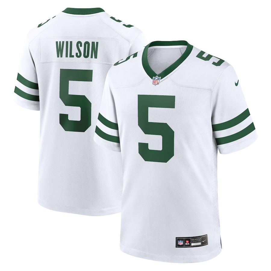 Men's New York Jets Garrett Wilson Nike Legacy White Game Jersey - Jersey