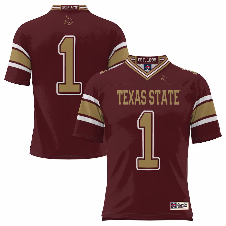 #1 Texas State Bobcats GameDay Greats Endzone Football Jersey - Maroon - Jersey