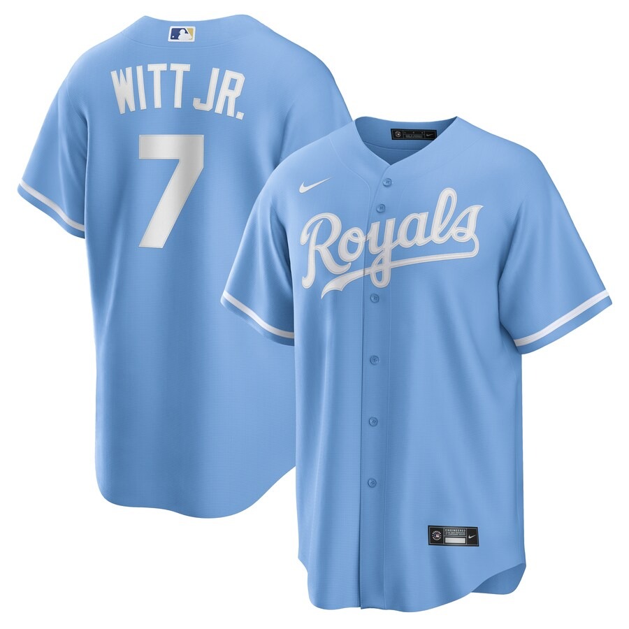 Men's Kansas City Royals Bobby Witt Jr. Nike Light Blue Alternate Replica Jersey - Jersey