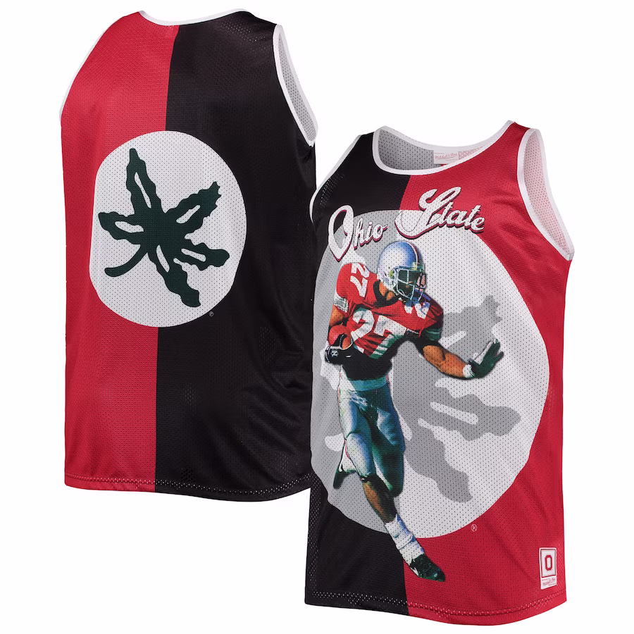 Eddie George Ohio State Buckeyes Mitchell & Ness Sublimated Player Big & Tall Tank Top - Black/Scarlet - Jersey