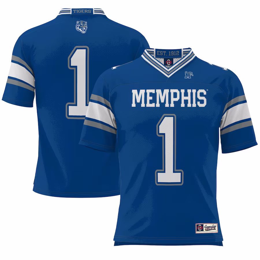 #1 Memphis Tigers GameDay Greats Endzone Football Jersey - Royal - Jersey