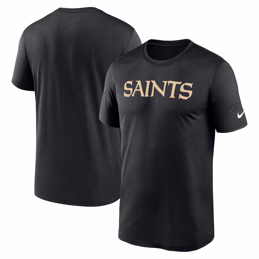 Men's New Orleans Saints Nike Black Primetime Legend Wordmark Performance T-Shirt - Jersey