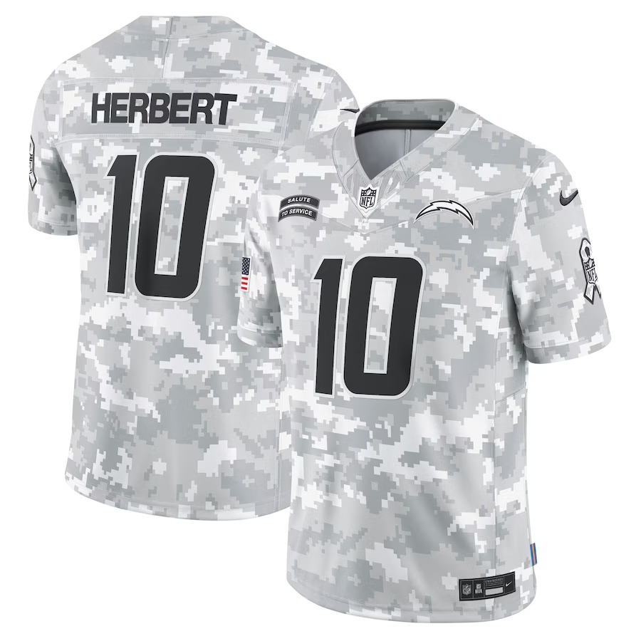 Men's Los Angeles Chargers Justin Herbert Nike Arctic Camo 2024 Salute to Service Limited Jersey - Jersey