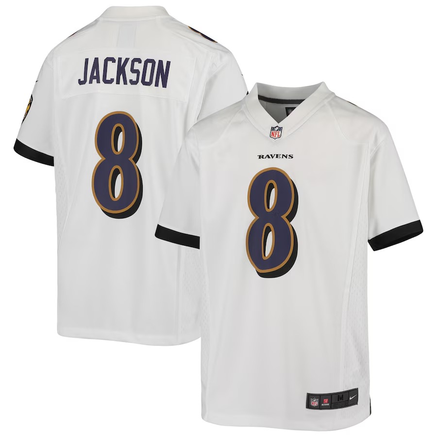 Youth Baltimore Ravens Lamar Jackson Nike White Game Jersey - Jersey