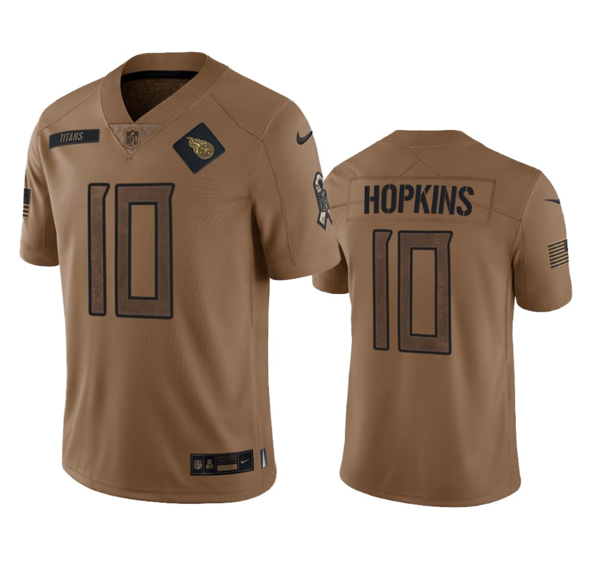 Men's Tennessee Titans #10 DeAndre Hopkins 2023 Brown Salute To Service Football Stitched Jersey - Jersey