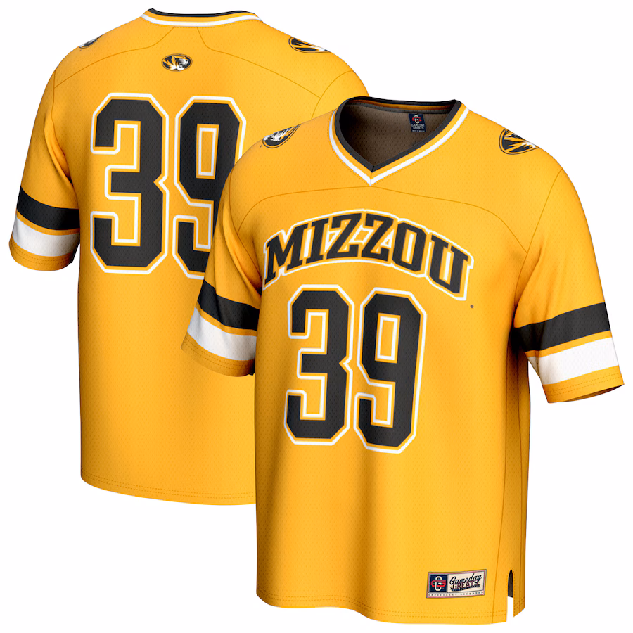 GameDay Greats #39 Gold Missouri Tigers Lightweight Collegiate Football Fashion Jersey - Jersey