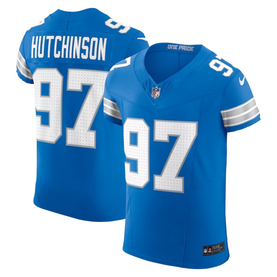 Men's Detroit Lions Aidan Hutchinson Nike Blue Vapor F.U.S.E. Elite Jersey - Jersey