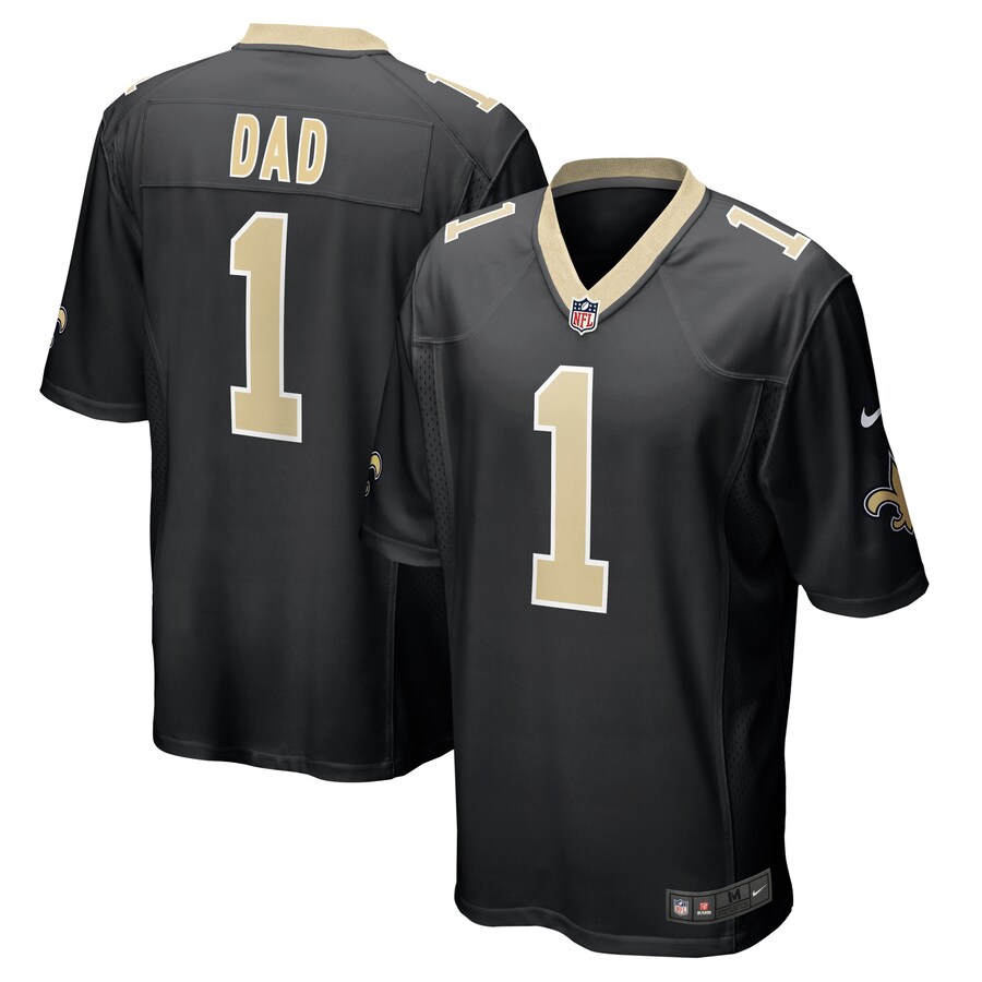 Men's New Orleans Saints Number 1 Dad Nike Black Game Jersey - Jersey