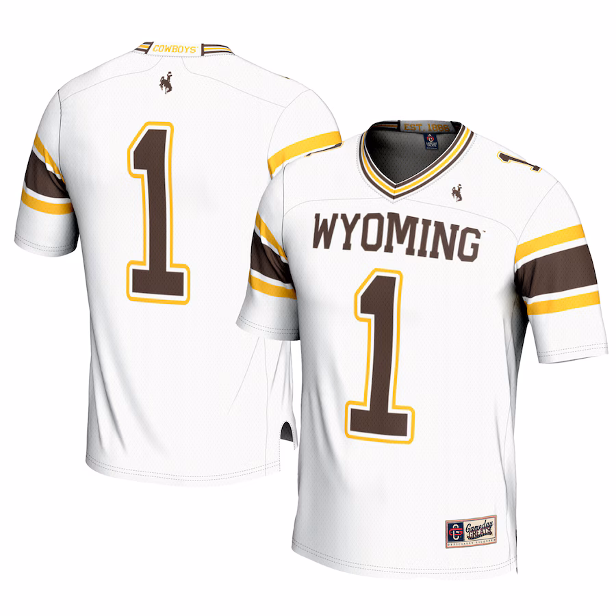 Men's GameDay Greats #1 White Wyoming Cowboys Football Jersey - Jersey