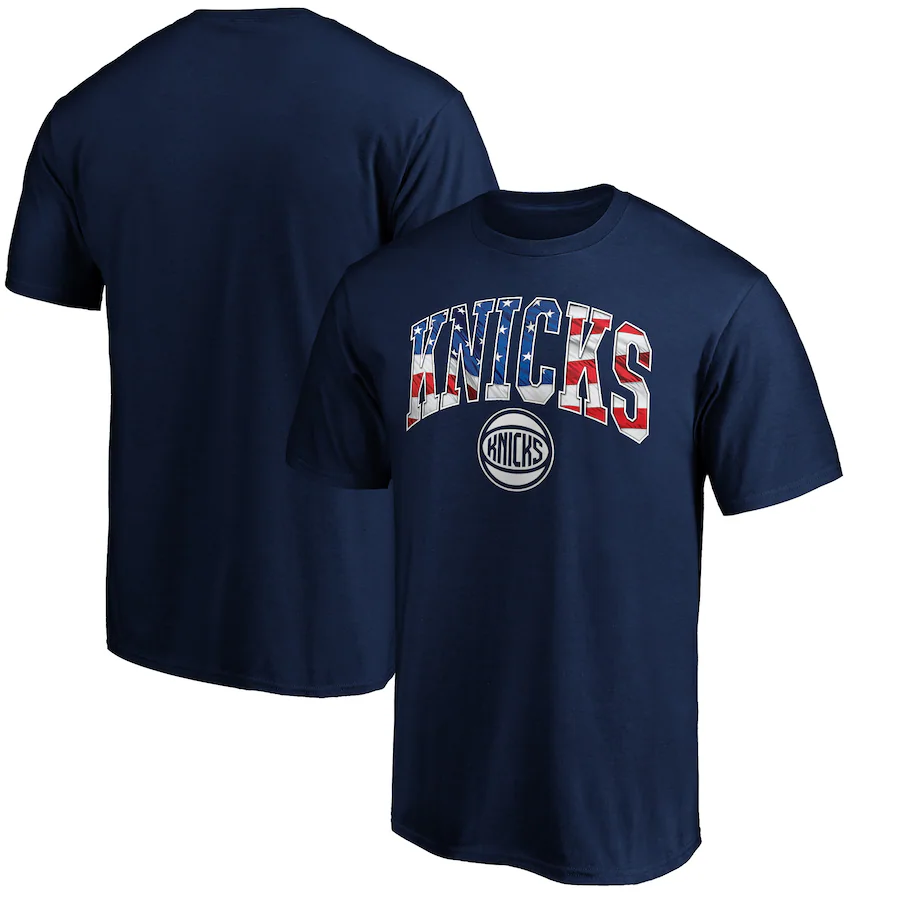 Men's New York Knicks Navy Banner Wave T-Shirt - Jersey