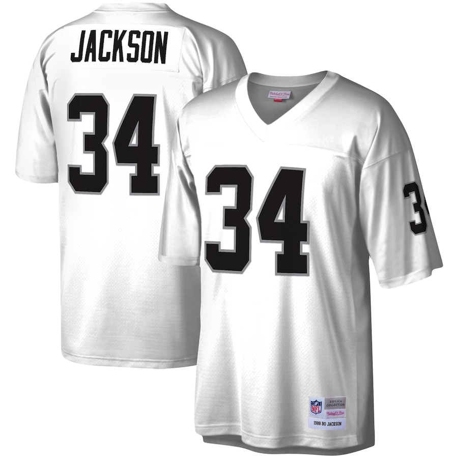 Men's Las Vegas Raiders Bo Jackson Mitchell & Ness White Legacy Replica Jersey - Jersey