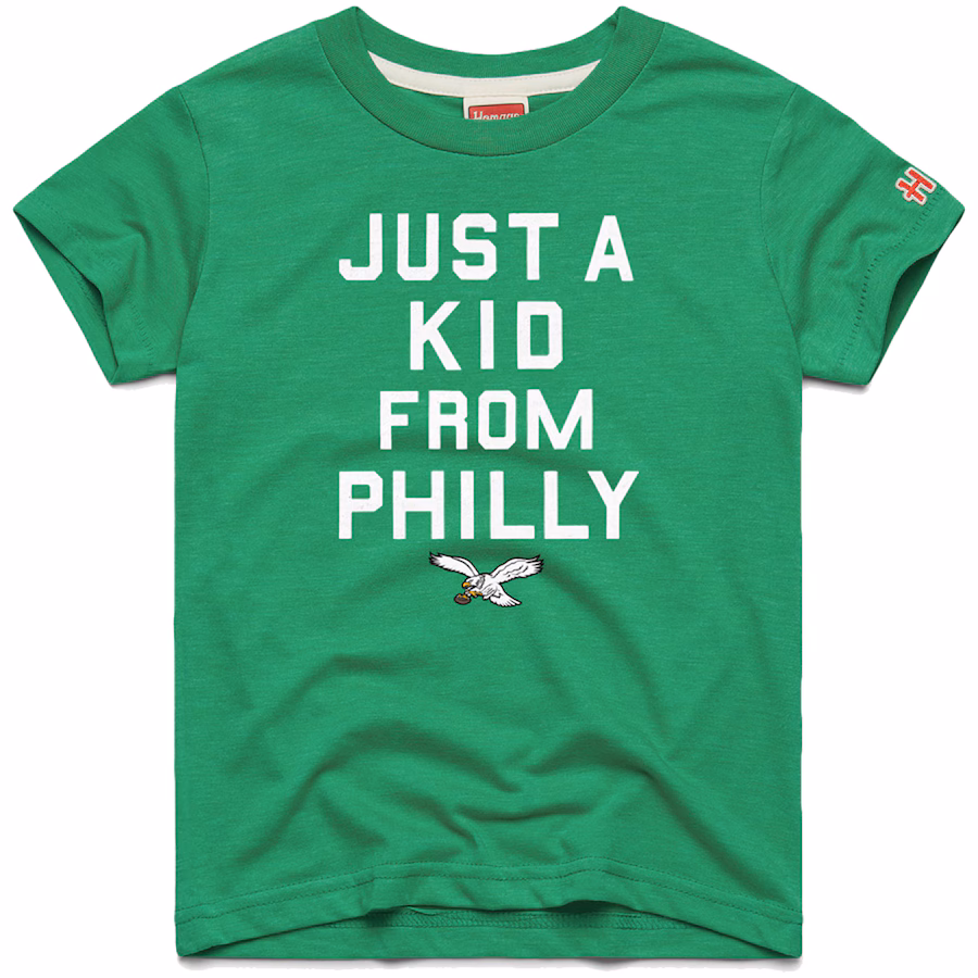 Youth Philadelphia Eagles  Homage Kelly Green Just a Kid Tri-Blend T-Shirt - Jersey