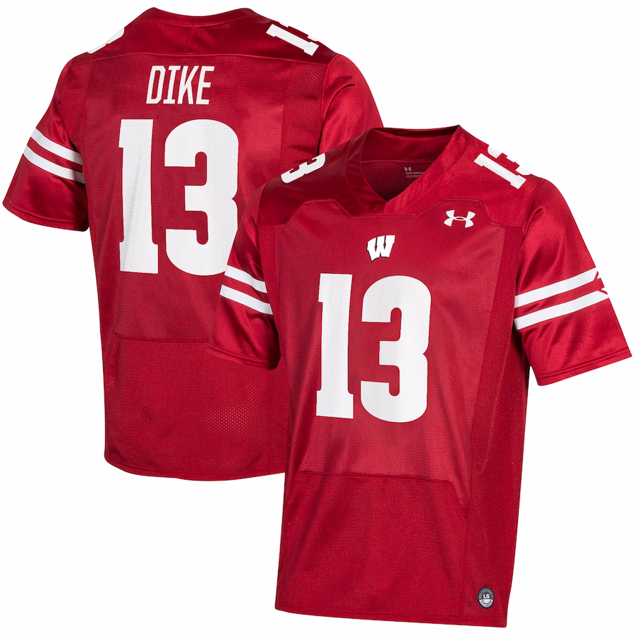 Chimere Dike Wisconsin Badgers Under Armour Player Game Jersey - Red - Jersey