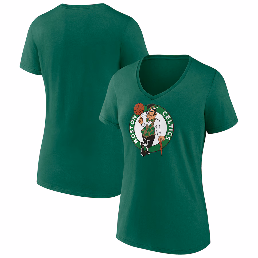 Women's Boston Celtics Green Logo V-Neck T-Shirt - Jersey