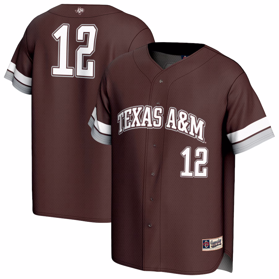Unisex GameDay Greats #12 Maroon Texas A&M Aggies Lightweight Collegiate Baseball Fashion Jersey - Jersey