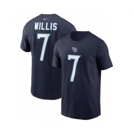 Men's Tennessee Titans #7 Malik Willis 2022 Navy Name & Number T-Shirt - Jersey