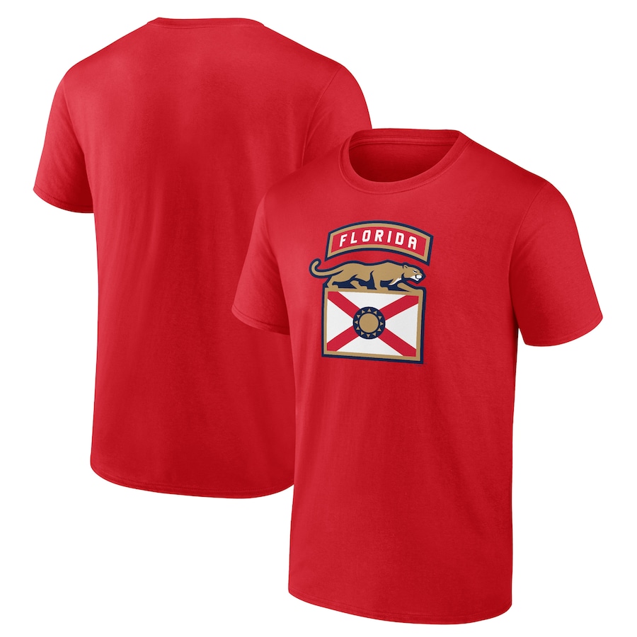 Men's Florida Panthers Red Shoulder Patch Logo T-Shirt - Jersey