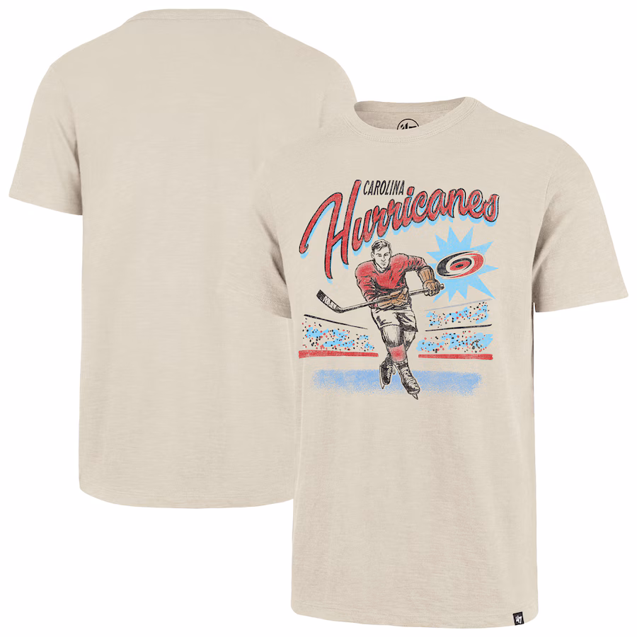 Men's Carolina Hurricanes '47 Natural Hockey Player Golden Age Scrum T-Shirt - Jersey