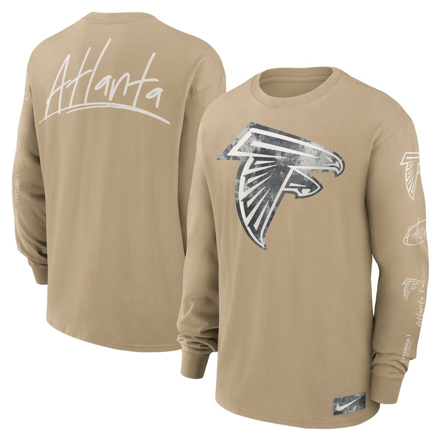 Men's Atlanta Falcons Nike Tan Essential Statement Max90 Long Sleeve T-Shirt - Jersey
