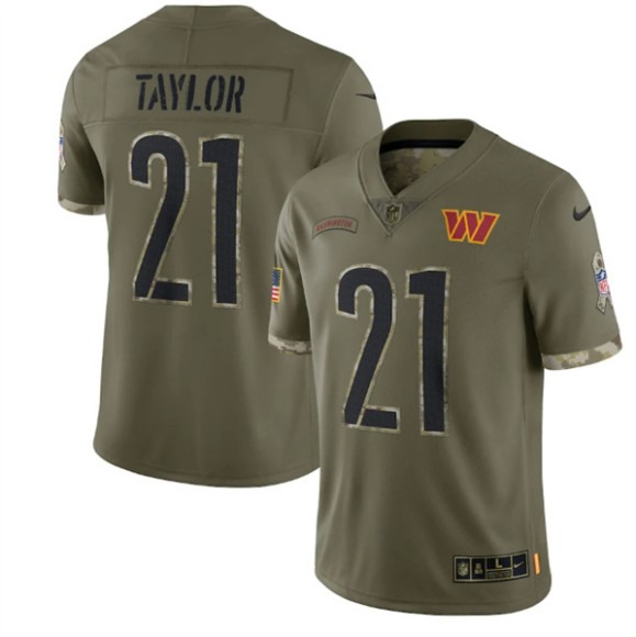 Men's Washington Commanders #21 Sean Taylor 2022 Olive Salute To Service Limited Stitched Jersey - Jersey