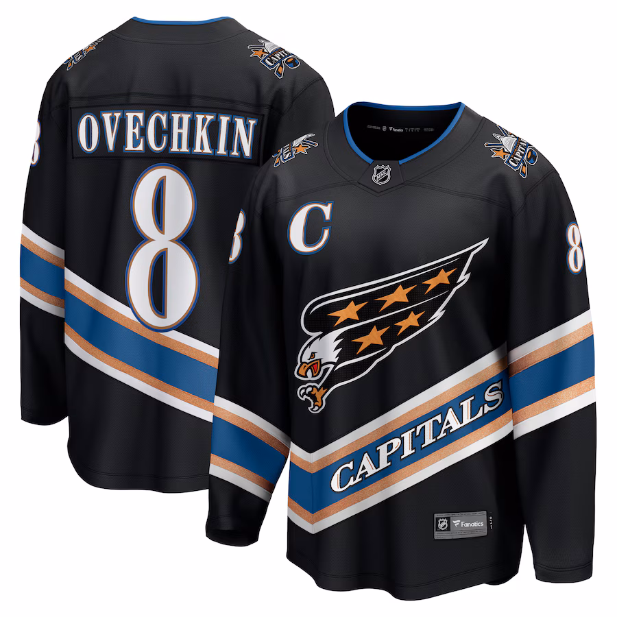 Men's Washington Capitals Alexander Ovechkin Fanatics Black Alternate 50th Anniversary Premier Breakaway Player Jersey - Jersey
