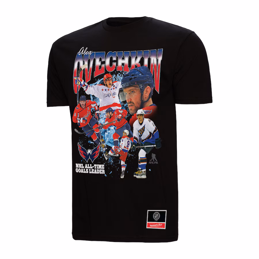 Men's Washington Capitals Alexander Ovechkin Mitchell & Ness Black NHL All-Time Leading Goal Scorer Graphic T-Shirt - Jersey