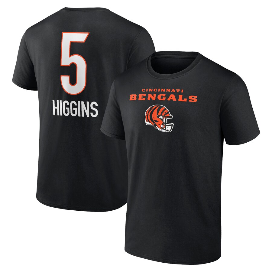 Men's Cincinnati Bengals Tee Higgins Black Team Wordmark Player Name & Number T-Shirt - Jersey