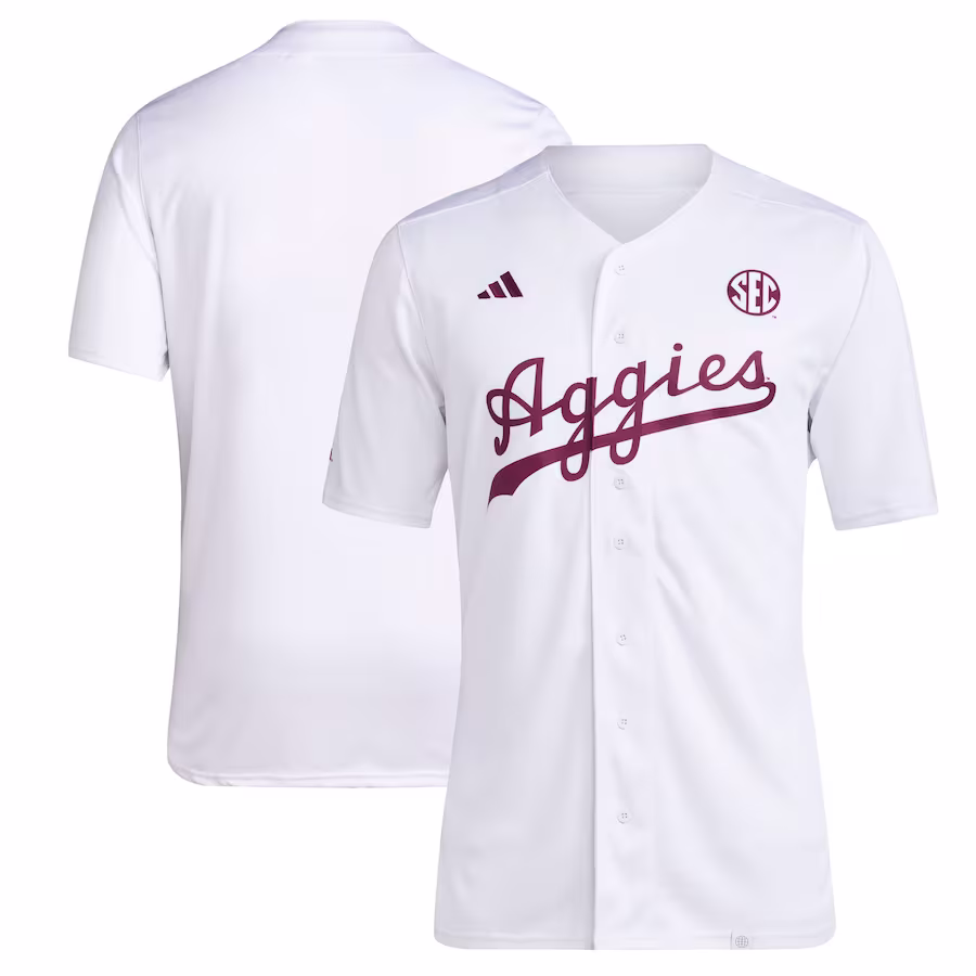 Texas A&M Aggies adidas Team Baseball Jersey - White - Jersey