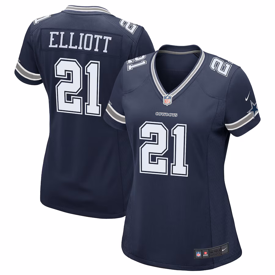 Women's Dallas Cowboys Ezekiel Elliott Nike Navy Game Team Jersey - Jersey