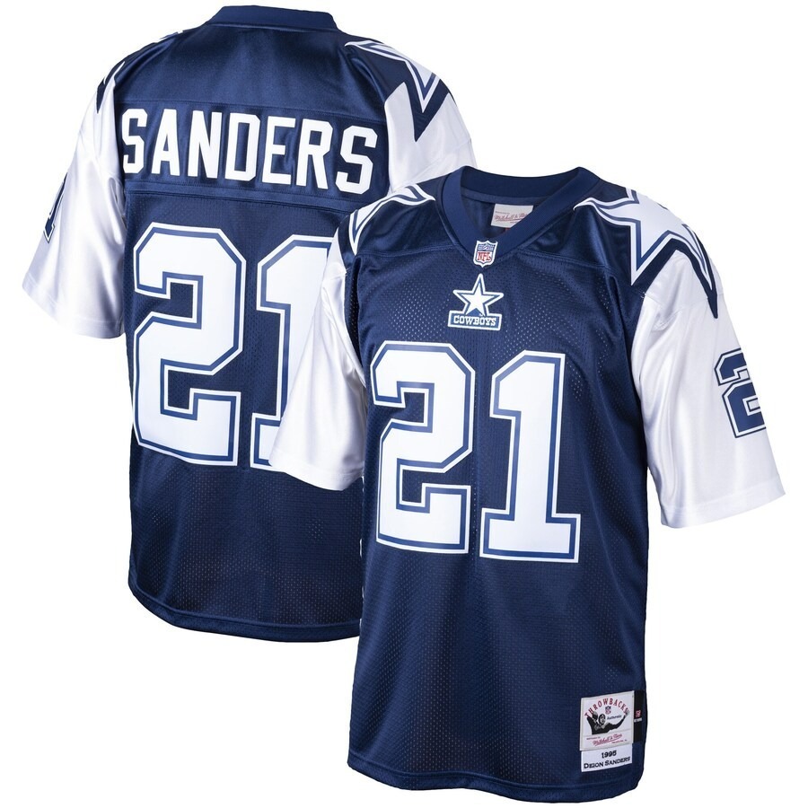 Men's Dallas Cowboys Deion Sanders Mitchell & Ness Navy Big & Tall 1995 Retired Player Replica Jersey - Jersey